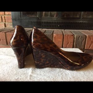 Saks Fifth Avenue Tortoise shell wedge heels